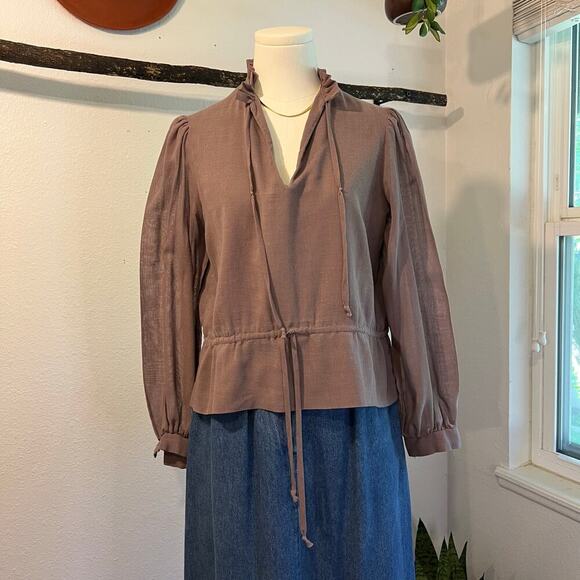 Vintage Lavender Purple Soft Lightweight Bow Tie Blouse Size Medium - Picture 11 of 12